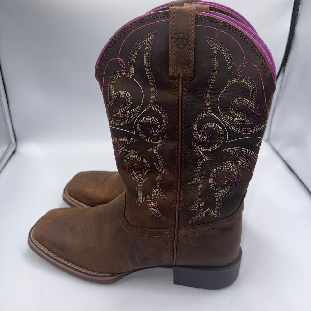 Ariat Hybrid Rancher Western Boots Women's SZ US 8.5B Brown Embroidered 10018527